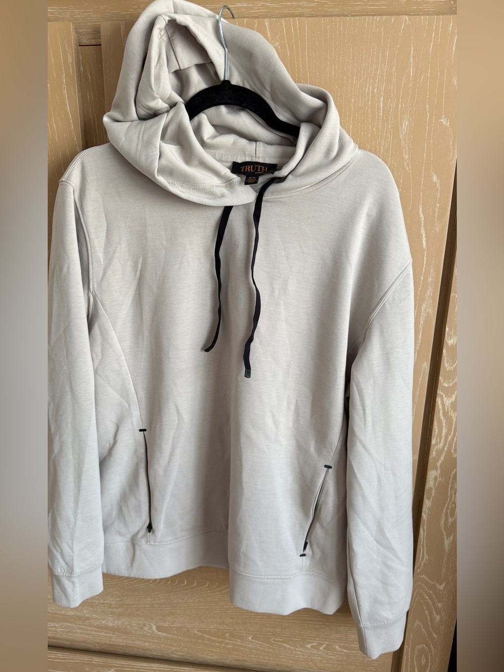 Truth Light  cream Hoodie with Black Drawstrings